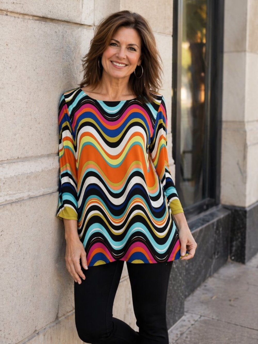 Very‎ Colorful Melissa Paige Petite Top W/ 3/4 Sleeves